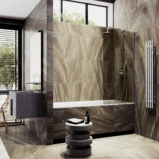 Шторка на ванну MaybahGlass MGV-71-5ш 90см хром матовый